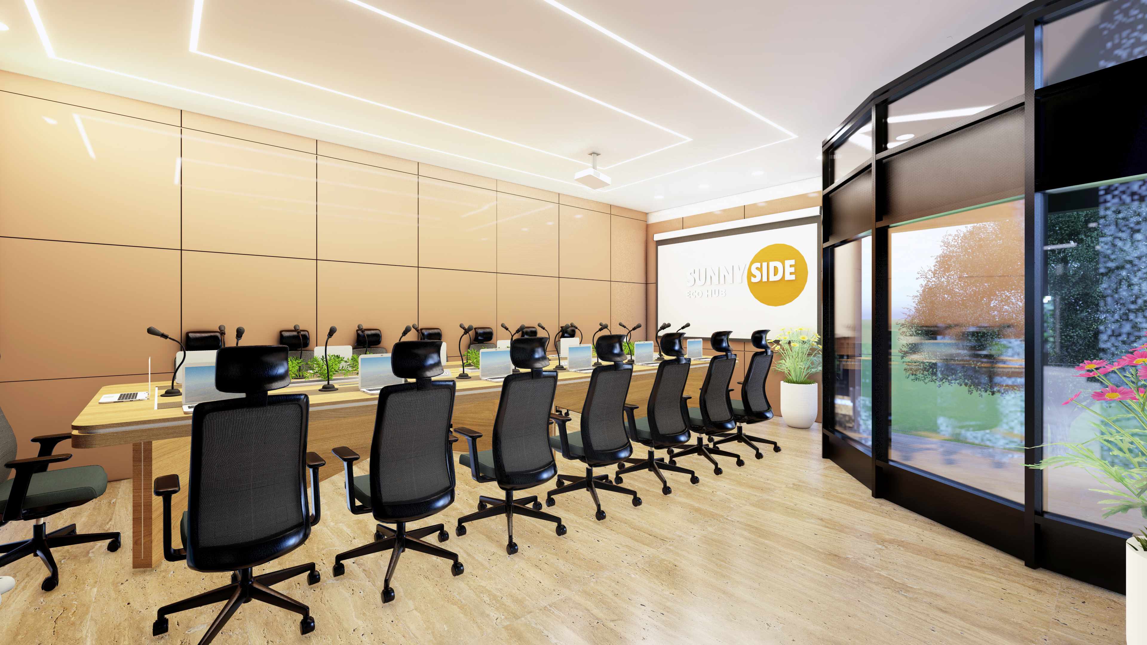 Approved Sunny Side Eco Hub interior render for work, business and collaboration